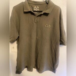 Realtree Men's Olive Polo with Embroidered Antler Logo